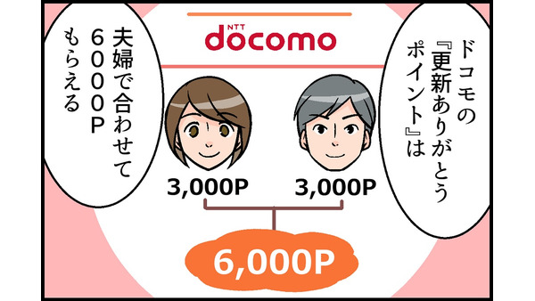 【4コマ漫画】ドコモ「更新ありがとうポイント3000P」をこっそり倍にする禁じ手 画像