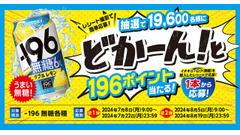 これは当たる！抽選で19,600名に選べるデジタルポイント196ポイント分（8/19まで）サントリー「-196無糖」を購入→レシートで応募 画像