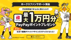 【PayPay】ホークスファン向け定期預金サービス開始「試合の成績が反映？」 画像