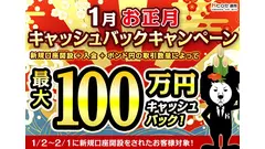 ヒロセ通商LION FXが最大100万円還元！お正月新規口座開設キャッシュバックキャンペーン 画像