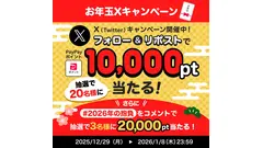最大2万ポイント当選「お年玉をPayPayで送ろう！X（Twitter）キャンペーン」 画像
