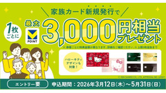 三井住友カード家族カード追加で最大9,000ポイント！エントリー3/12～開始 画像
