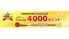 楽天銀行1,800万口座突破記念！新規口座開設で最大22,000ポイント獲得のチャンス 画像