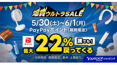 Yahoo!ショッピング「爆買ウルトラSALE」開催 最大22％のPayPayポイント還元も 画像