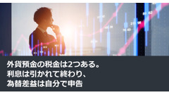外貨預金の税金は2つある。利息は引かれて終わり、為替差益は自分で申告 画像