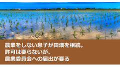 農業をしない息子が田畑を相続。許可は要らないが、農業委員会への届出が要る 画像