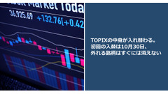 TOPIXの中身が入れ替わる。初回の入替は10月30日、外れる銘柄はすぐには消えない 画像