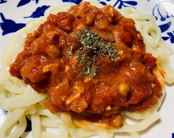 納豆のミートソースうどん