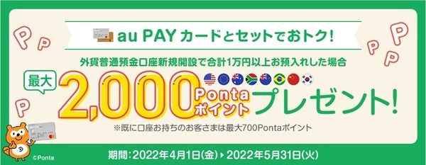 外貨預金でPontaポイントもらえる