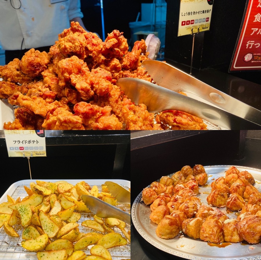 からあげ、フライドポテト、たこ焼き