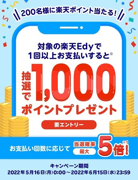 楽天Edy利用で1,000ポイントのチャンス