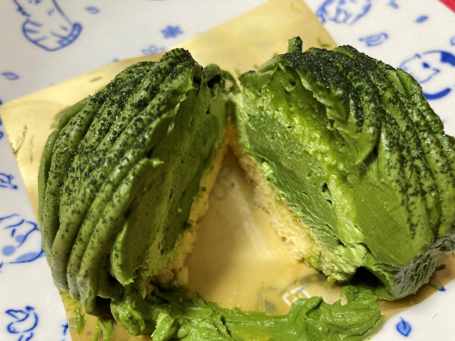 お抹茶モンブランの断面