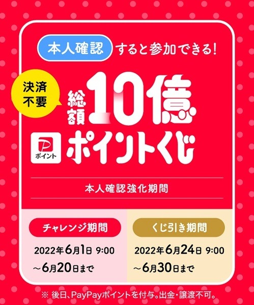 本人確認すると参加できる総額10億円くじ