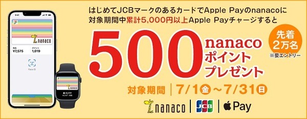 JCBカード→Apple Payのnanaco