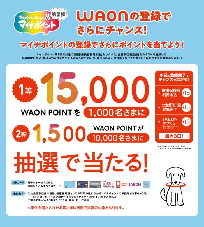 マイナポイント登録でWAONポイント当たるチャンス