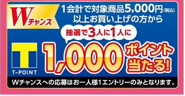 1,000ポイント当たるWチャンスも