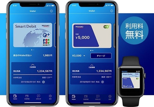 「みずほWalletアプリ」との連携で最大2種類のスマホ決済も可能