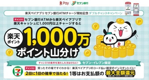 セブン銀行ATMチャージで1,000万ポイント山分け