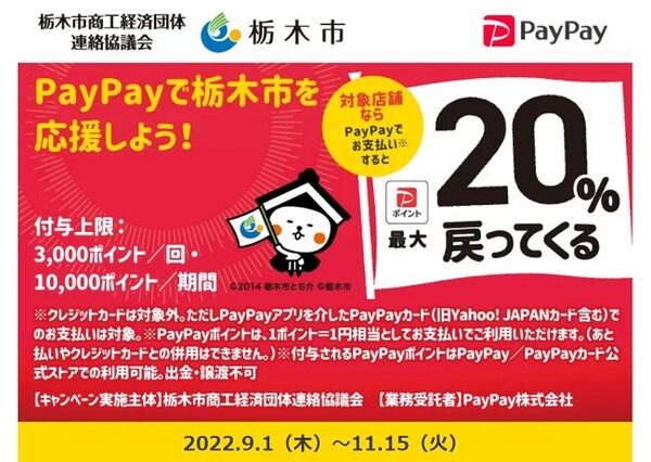 栃木市ペイペイキャンペーン