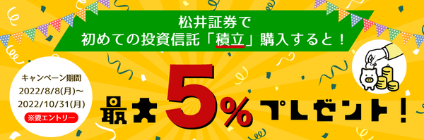 ご好評につき再度開催！投信積立で最大5%ポイントプレゼントキャンペーン