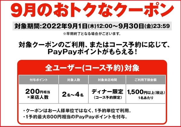 PayPayグルメで予約して最大800ポイント還元