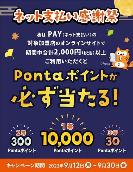 最大1万ポイントが必ず当たる