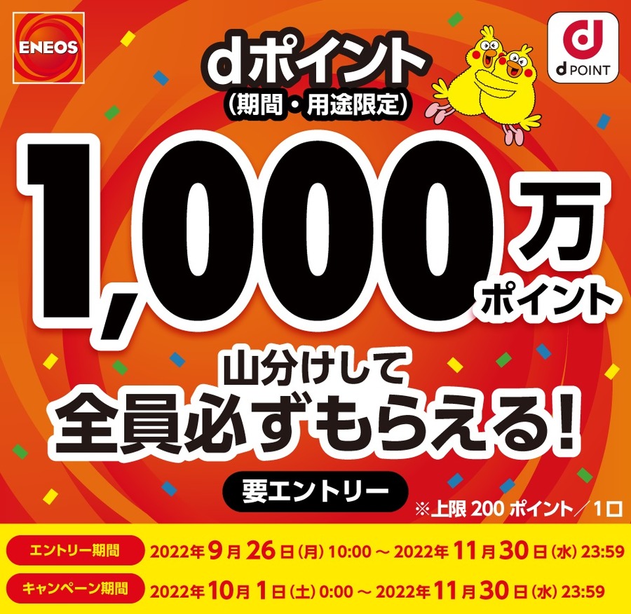 dポイント×エネオス 1,000万ポイント