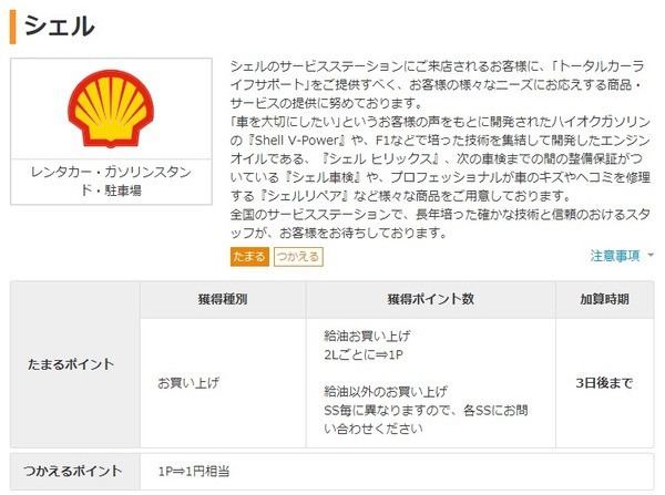 シェルや出光で給油時にためる