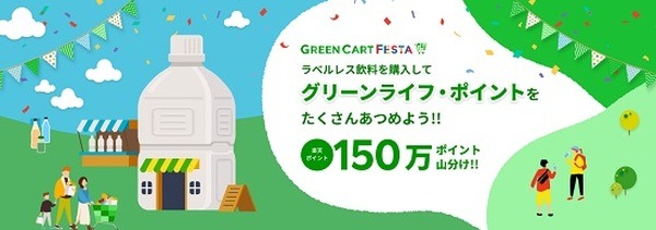 対象のラベルレス飲料購入で150万ポイント山分け