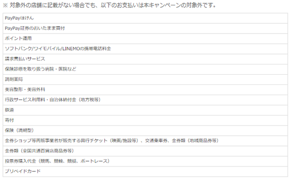ペイペイジャンボの対象外