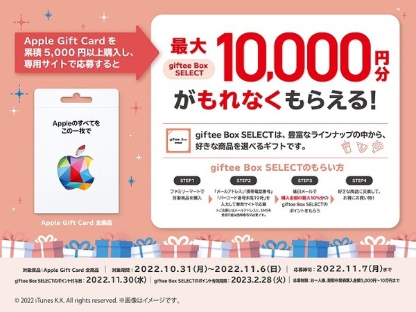 最大10%分のgiftee Box SELECTもらえる