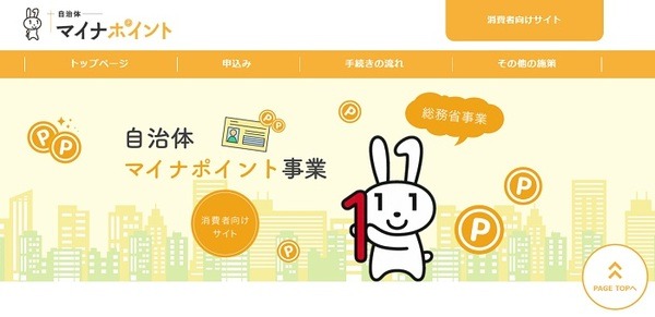 自治体マイナポイントのサイト（消費者向け）