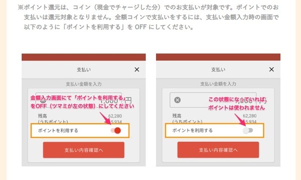 「ポイントを利用する」をOFF