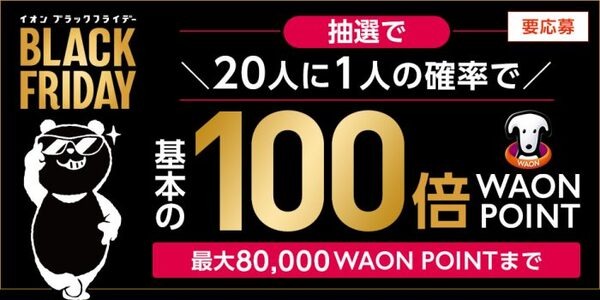 20人に1人の確率で基本の100倍WAONポイント