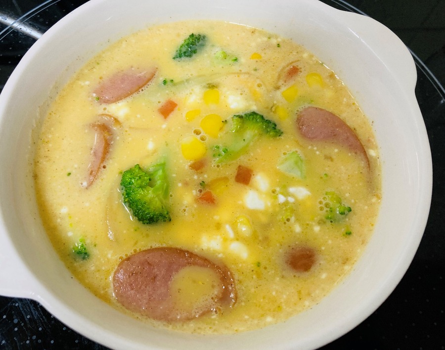 たまごと具材をあわせた