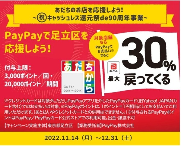 足立区30％還元