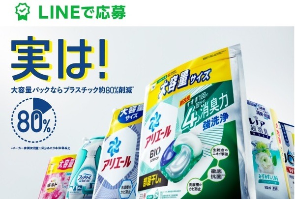P&G 実は!大容量パックならプラスチック80%削減