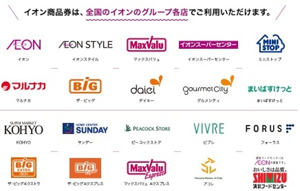 イオン商品券の使えるお店