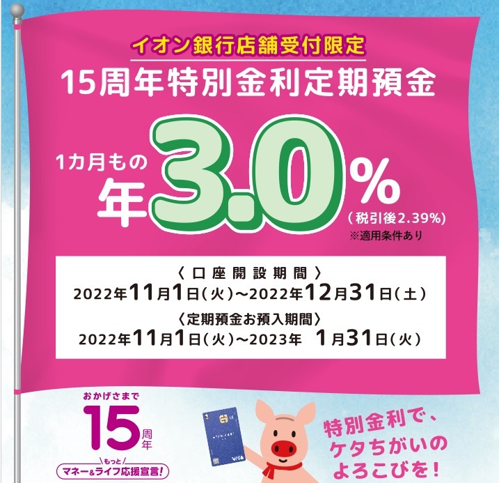 15周年特別金利定期預金