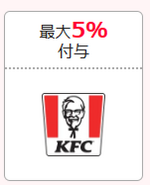 ケンタッキー　最大5％付与