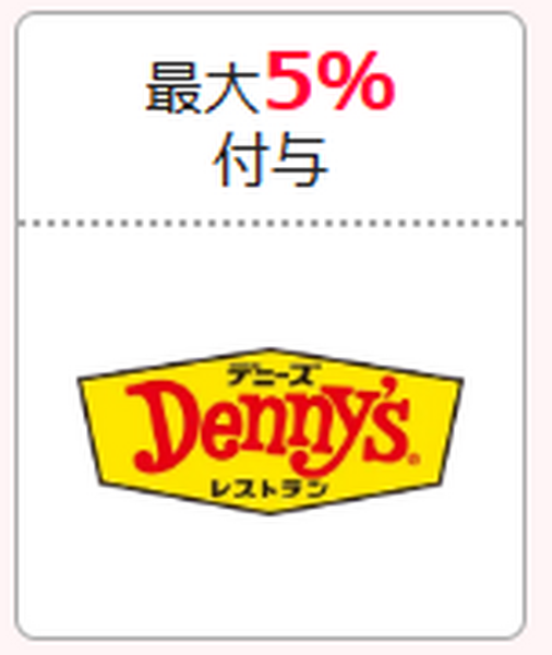 デニーズ 最大5％付与