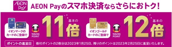【イオン】直営売場で最大12倍！専門店で20％還元　12/23～25＆年末キャンペーンも一挙大紹介