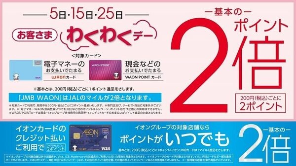毎月5の付く日はポイント2倍