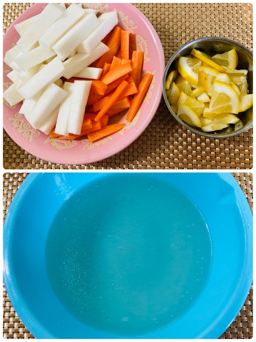 かぶと人参のはちみつレモンピクルス