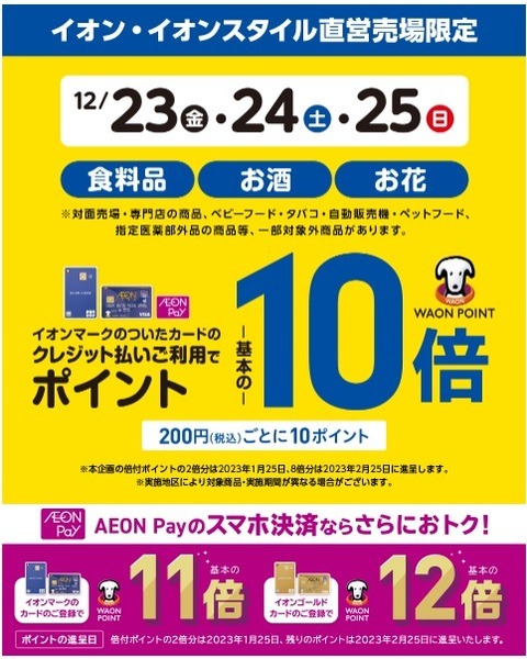 イオンのポイント倍付けキャンペーン