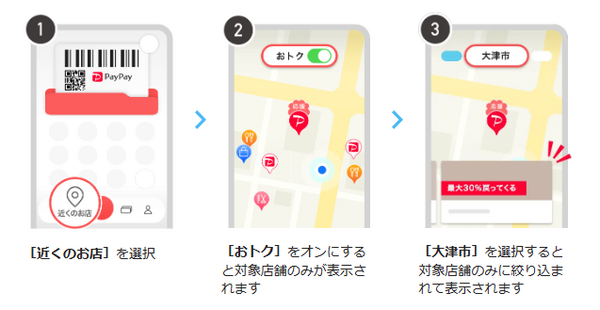 対象店舗は「マップ」で検索