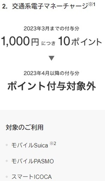 交通系ICへのチャージが還元対象外に