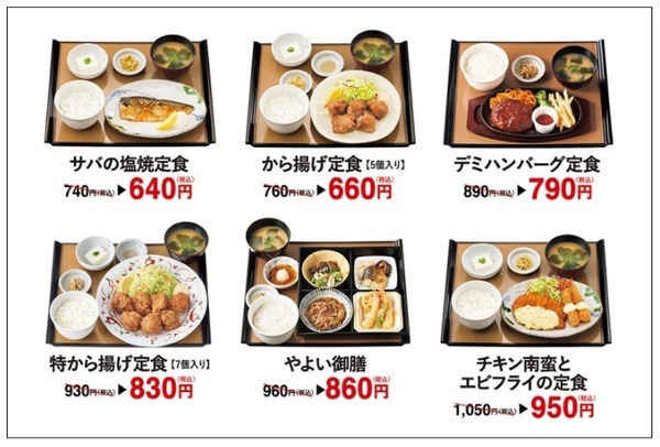 なんどもクーポンで割引になる定食