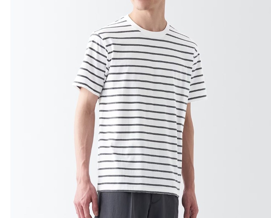 洗いざらし天竺編みクルーネック半袖Ｔシャツ