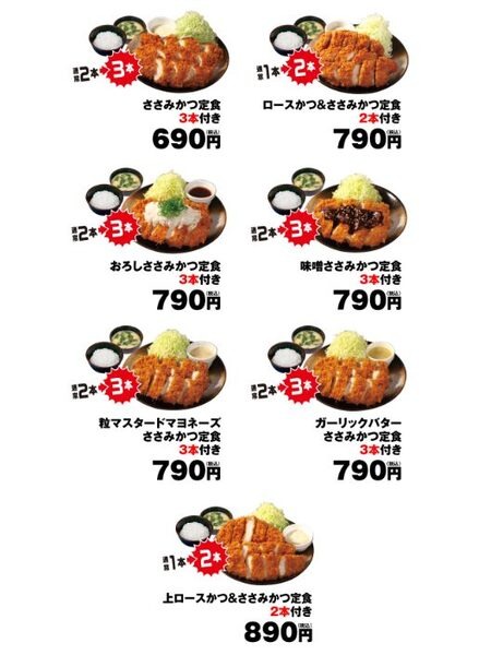 ささみかつ増量の対象商品
